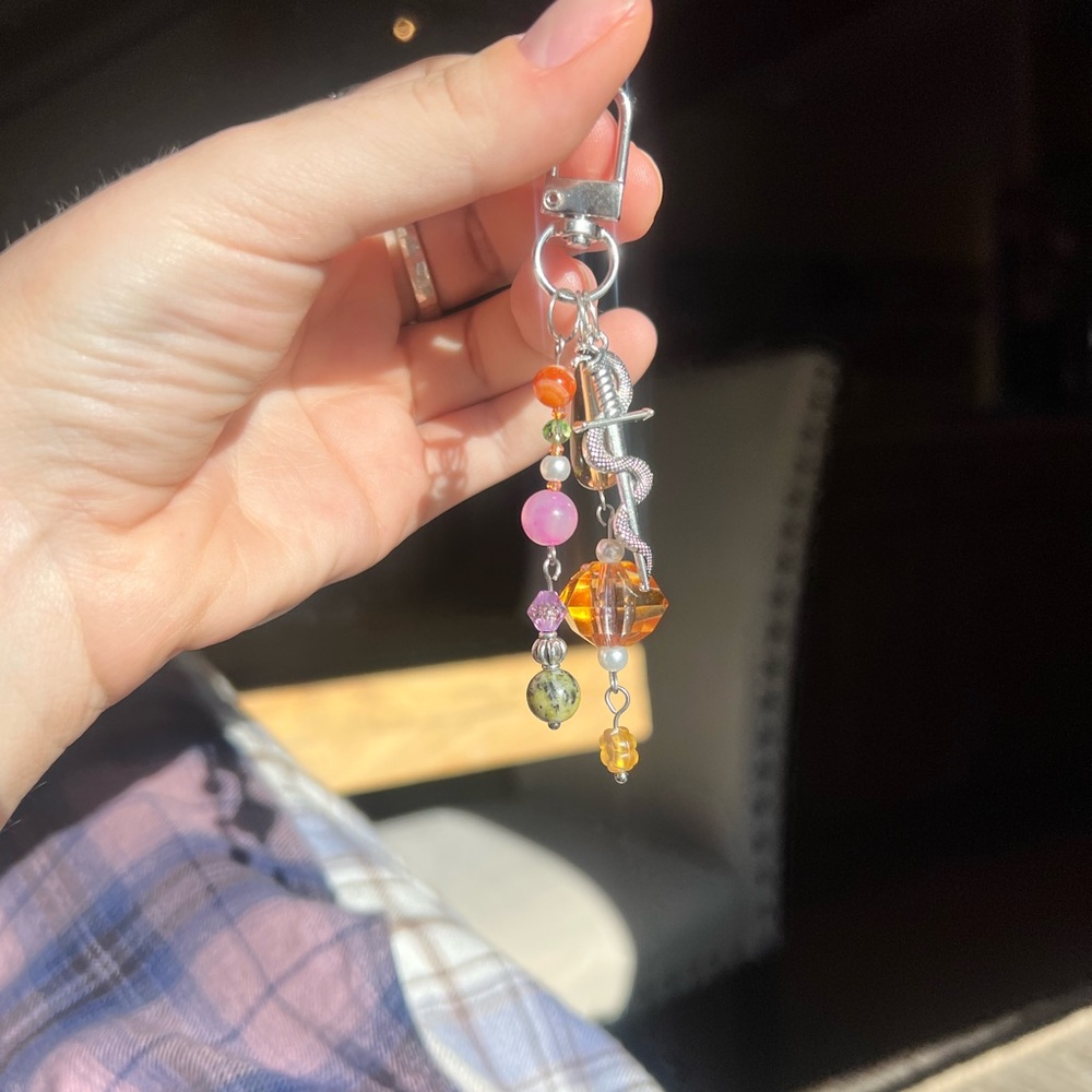 Sword Multicolor Beaded Keychain - Picture 3 of 3